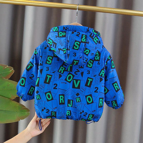 Winter boys plus velvet hooded long sleeve coat